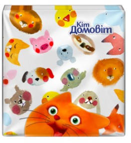 

Салфетки декоративные Кіт Домовіт 2-слойные 33х33 25 шт, детские 4820204406769