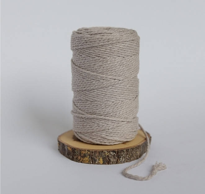 

Шнур хлопковый крученный Макраме 3мм, Бежевый