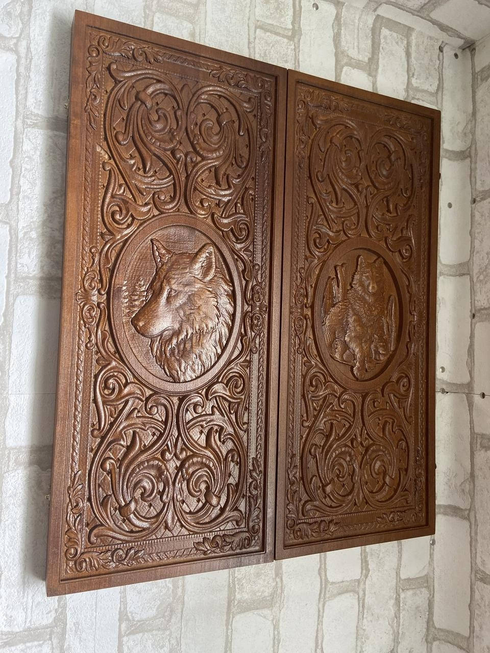 

Нарды ручной работы 60 см на 24 см Вовк 2