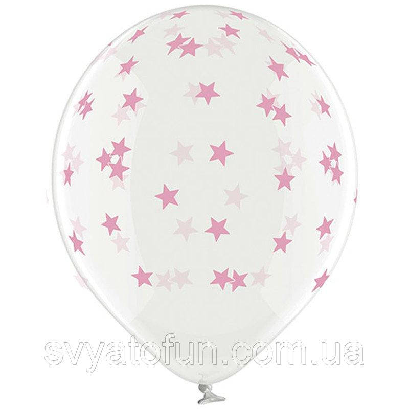 

Латексные воздушные шарики Звезды маленькие розовые 12" кристалл 10шт/уп Belbal