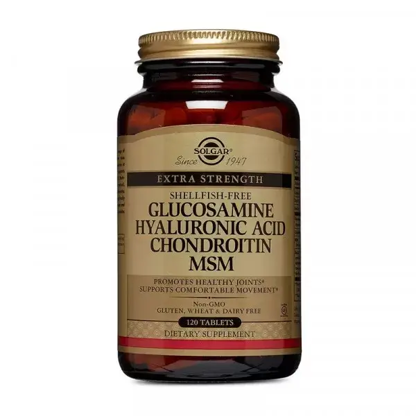 

Глюкозамин хондроитин МСМ и гиалуроновая кислота Solgar Glucosamine Hyaluronic Acid Chondroitin MSM 120 tabs