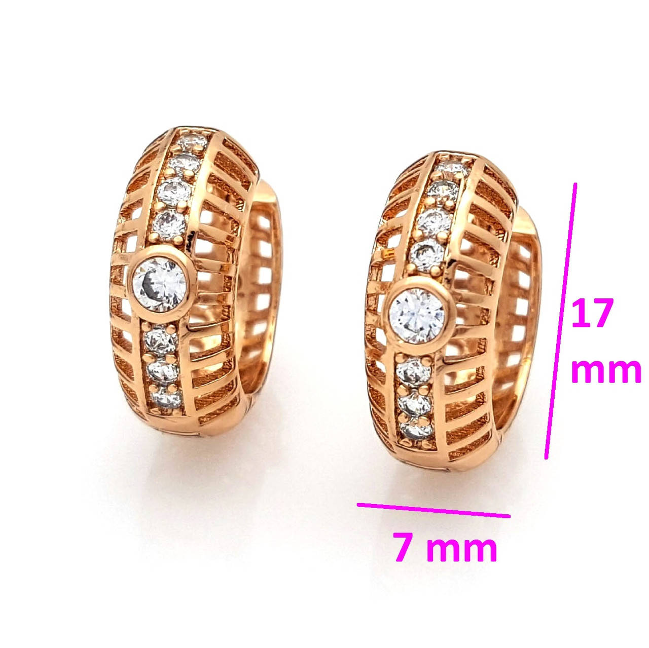 

Серьги решеточка, с дорожкой камней, медсплав Xuping, 14К