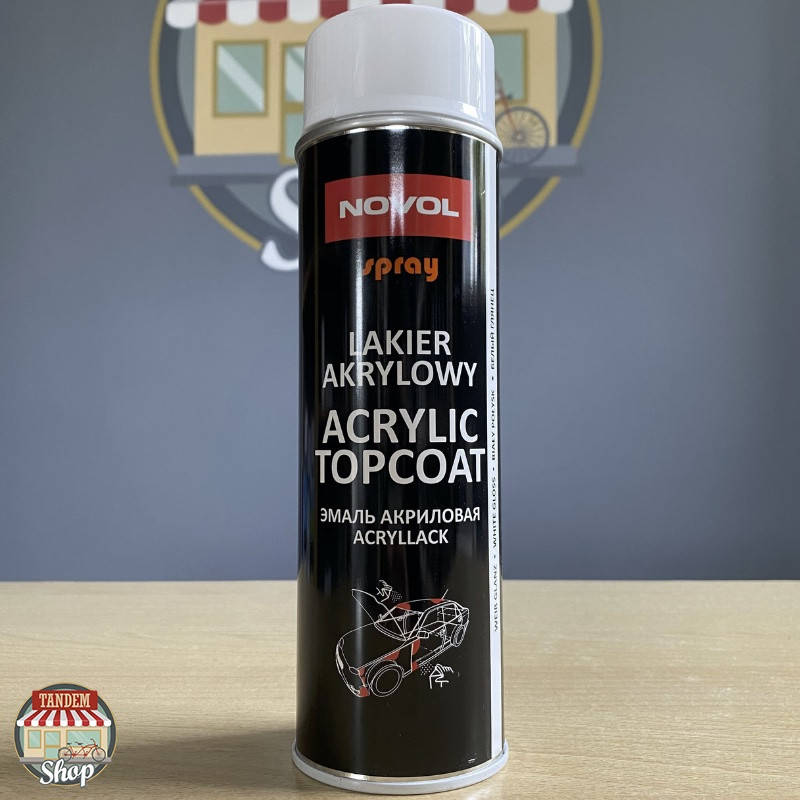 

Краска (эмаль) акриловая универсальная Novol Spray, 500 мл Аэрозоль Белый глянец