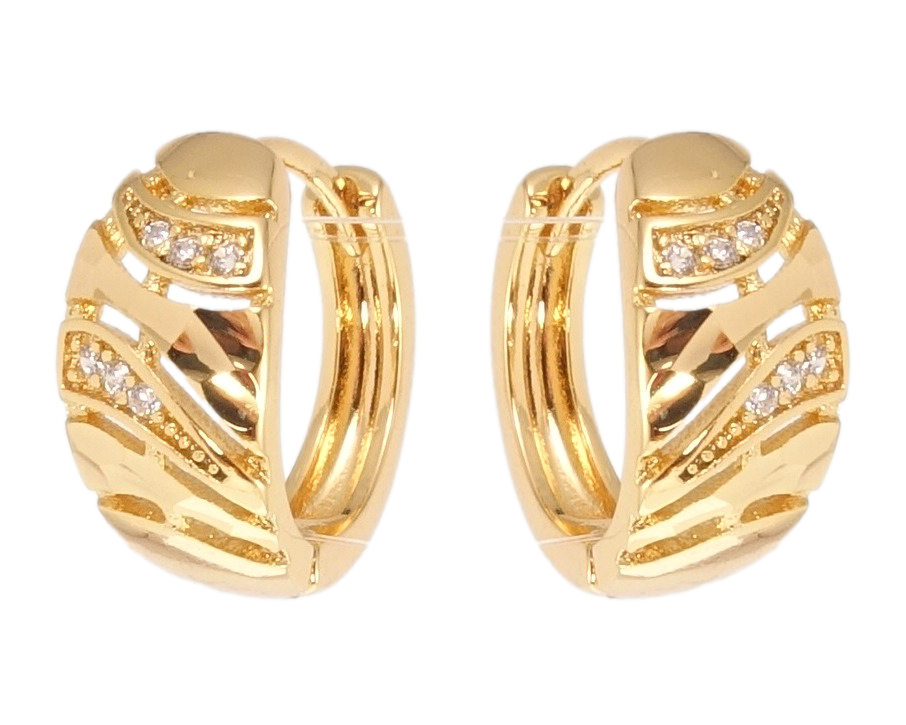 

Серьги Xuping Позолота 18K колечки "Орнамент с цирконием"