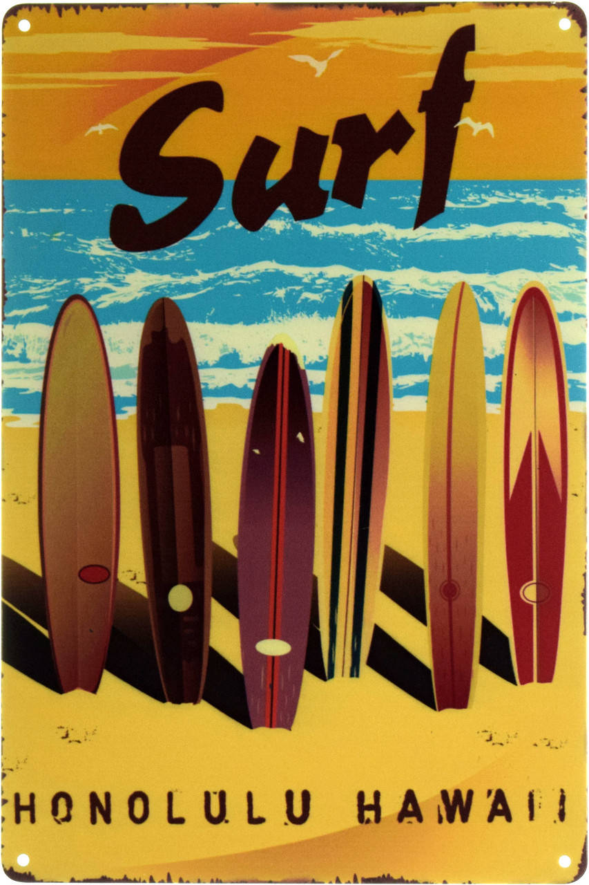 

Металлическая табличка "Гонолулу Гавайи / Honolulu Hawaii (Surf)" (ms-001913)