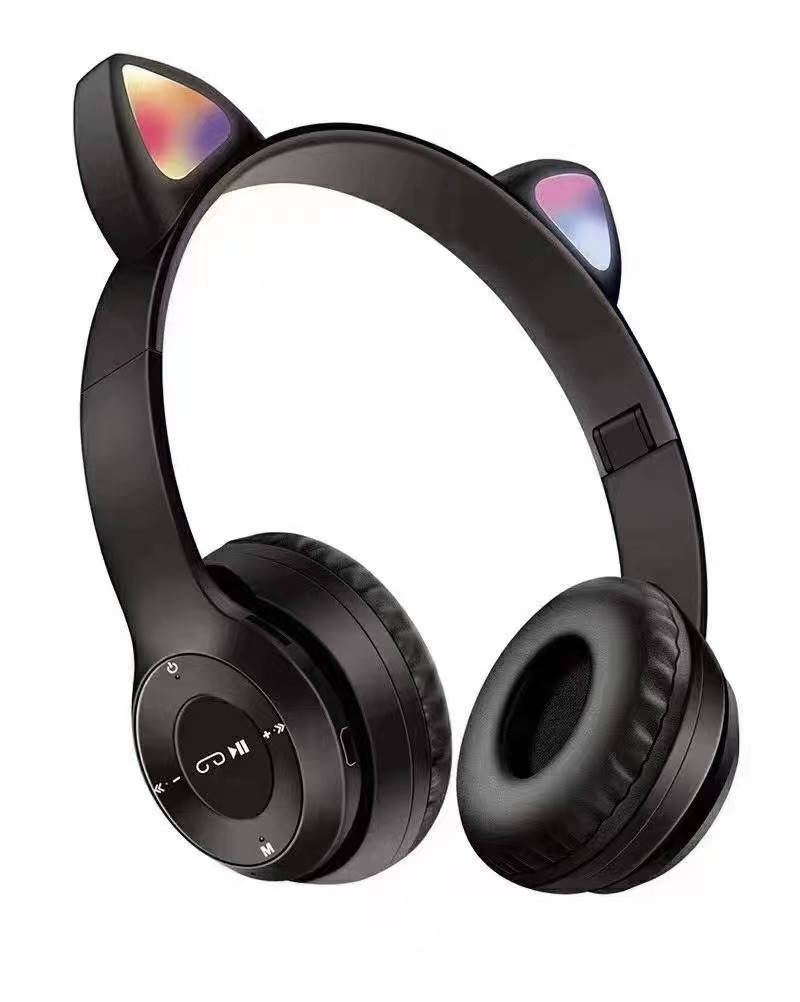 

Наушники Bluetooth с ушками и подсветкой Cat Miu Star P47 Черные, Черный