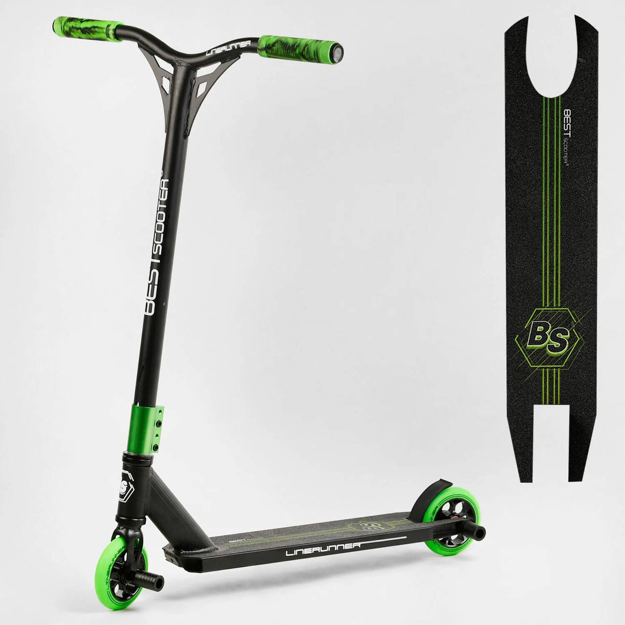 

Самокат трюковый Best Scooter HIC LineRunner двухколесный колеса 110 мм Черно-зеленый АЛЮМИНИЕВЫЕ ДИСКИ + ПЕГИ, Зелёный