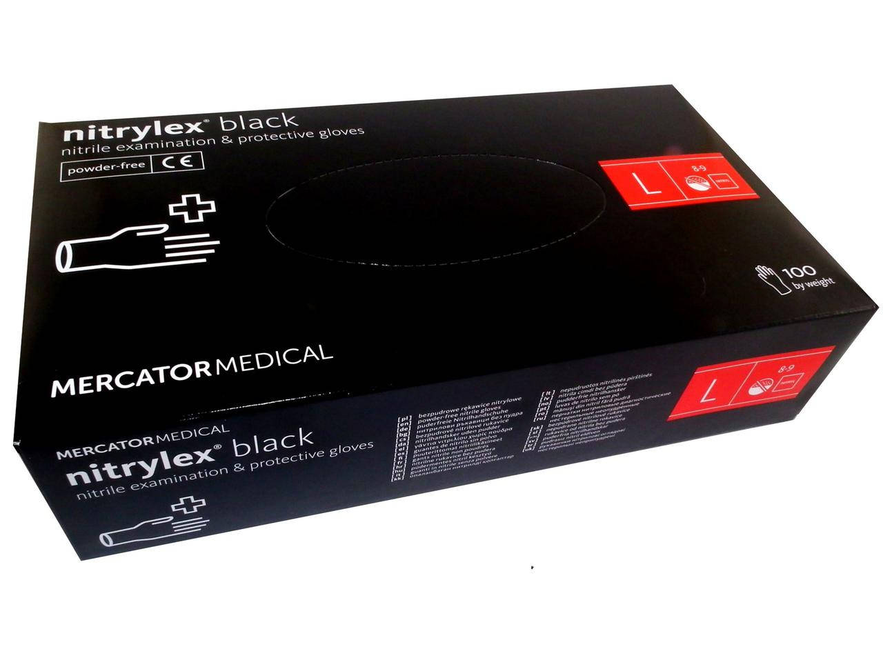 

Перчатки чёрные Nitrylex Black нитриловые неопудренные  RD30104004, Черный