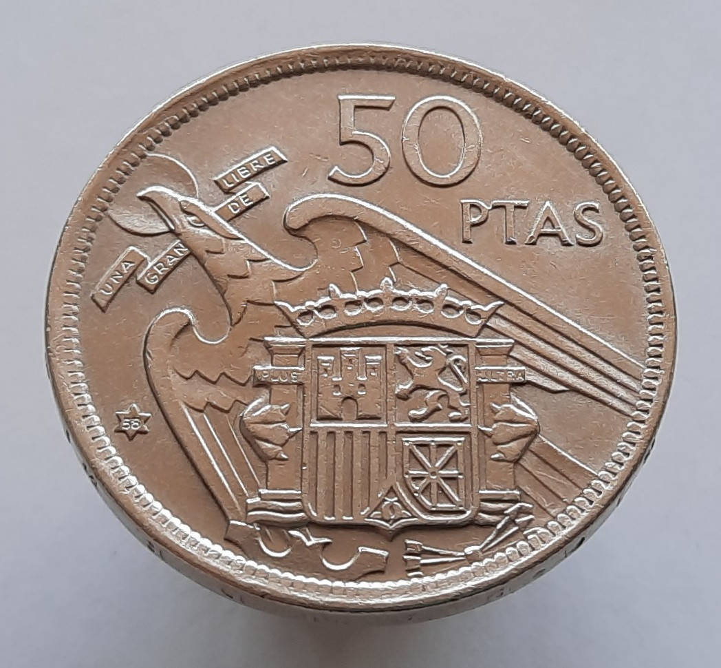 

Испания 50 песет 1957 ( 58 внутри звезды )