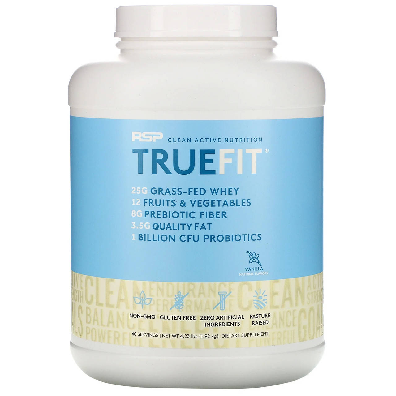 

Концентрат сывороточного протеина RSP Nutrition, TrueFit, Grass-Fed Whey Protein Shake, Vanilla, 4.23 lbs