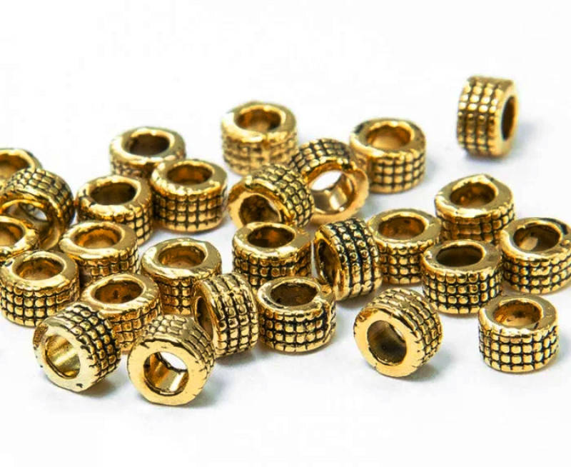

Бусина разделитель металлическая Цилиндр плоский золото античное 5х3 мм