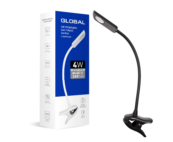 

Настольная лампа 4W GLOBAL DL-03 4100K черная, Черный
