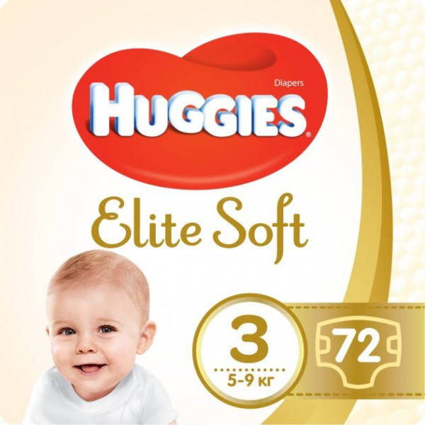 

Подгузники Huggies Elite Soft 3 Mega (5-9 кг) 72 шт