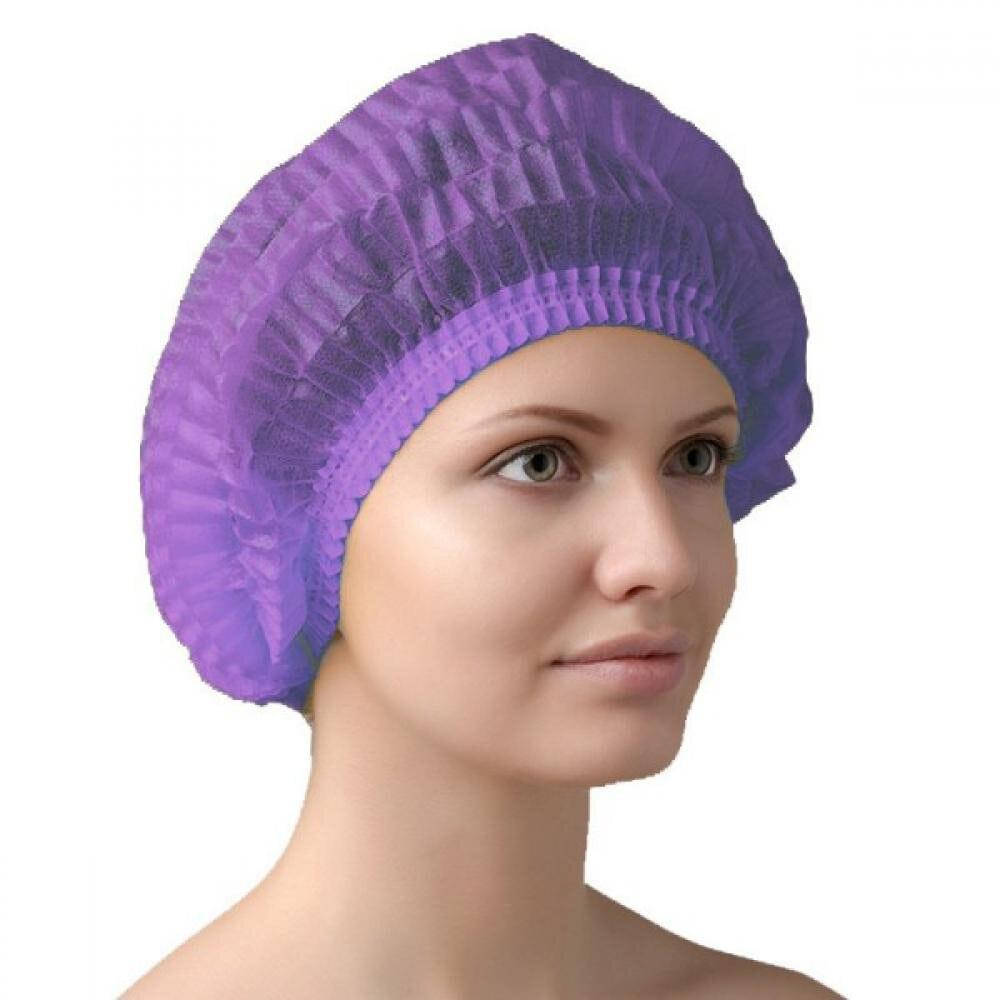 

Шапочка медична нестерильна на подвійній резинці Panni Mlada™ (100 шт/пач) зі спанбонду, фіолетова