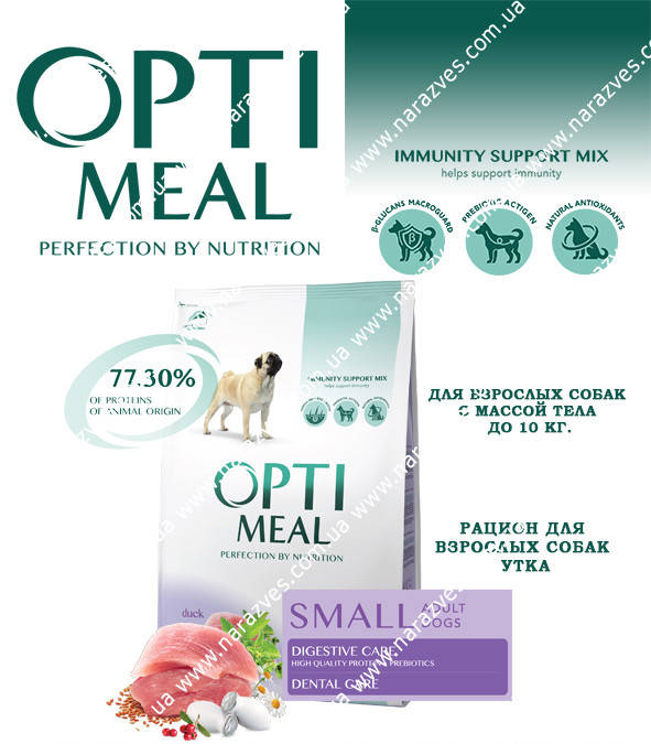 

Сухой корм Optimeal Small Adult утка на развес