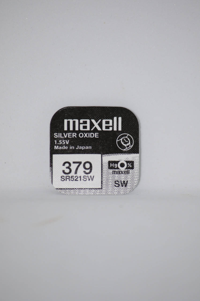 

Батарейка для часов. Maxell SR521SW (379) 1.55v 16mAh 5.8x2.15mm Серебрянно-цинковая