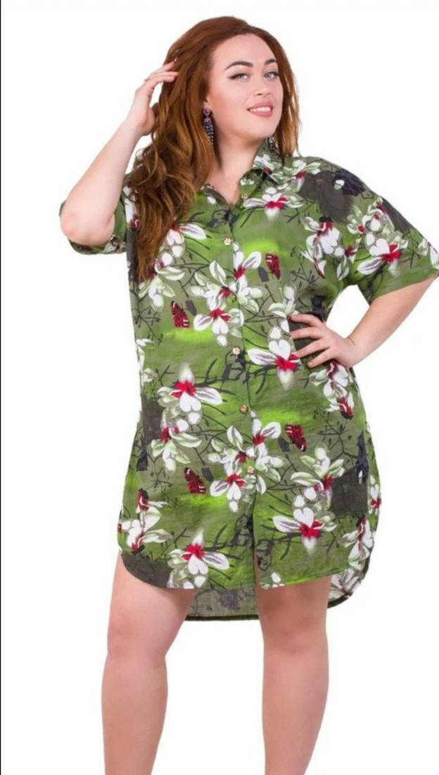 

Женское лёгкое штапельное платье-рубашка размером 2XL (52-54)