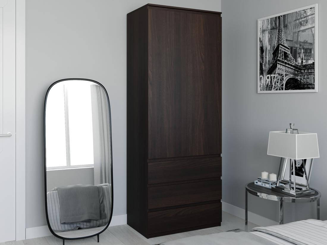 

Шкаф распашной с штангой, на 3 ящика, Ш800*В2110*Г500 венге