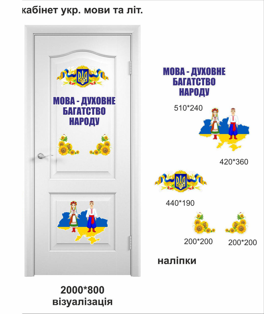 

Наклейки на двері в кабінет української мови та літератури