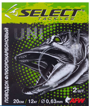 

Поводок Select флюорокарбон 25см 12кг (2шт/упак), Белый