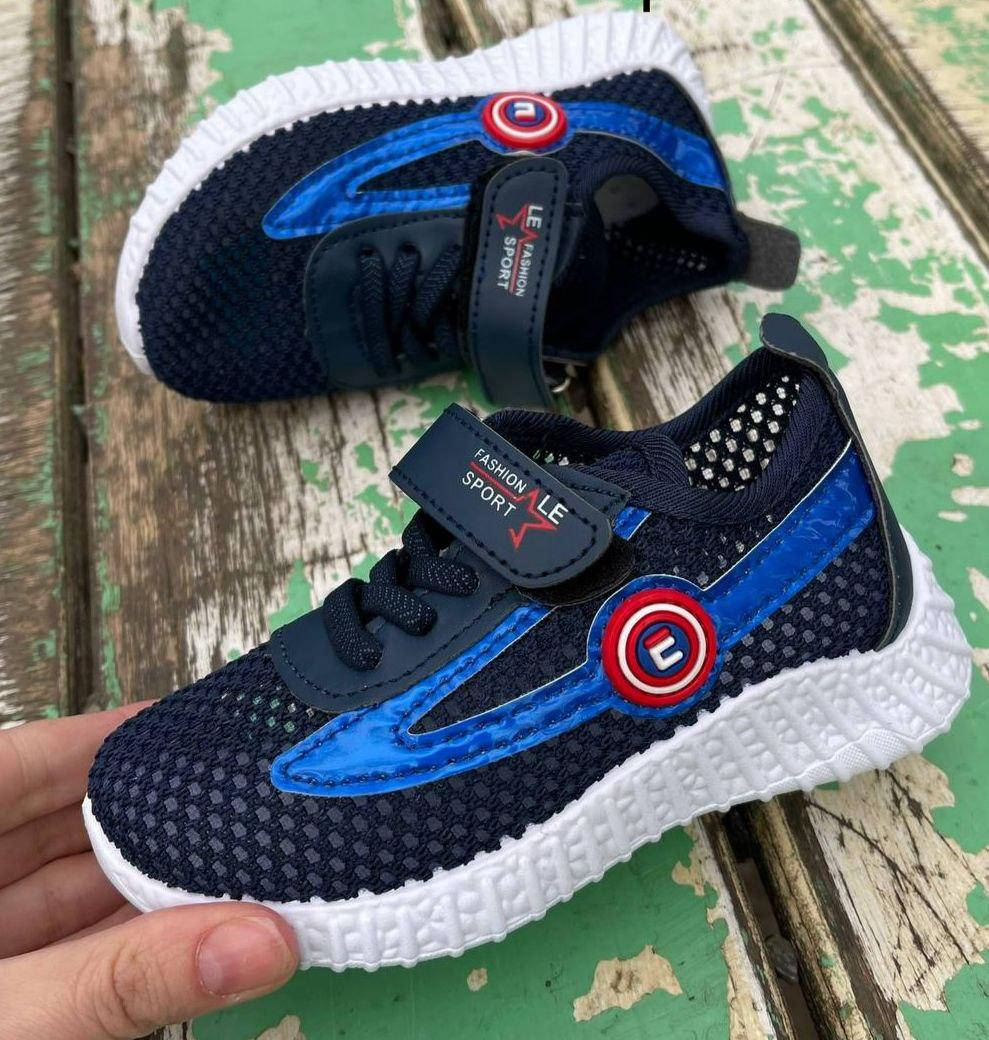 

Кроссовки детские синего цвета сетка летние 27 размер на липучке кеды