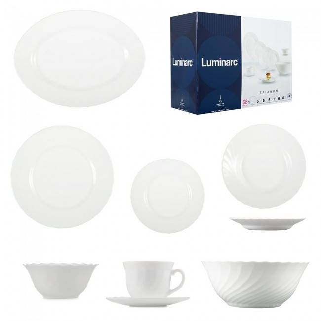 

Большой столовый сервиз белый Luminarc Trianon (Трианон) 38 предметов (P0307)