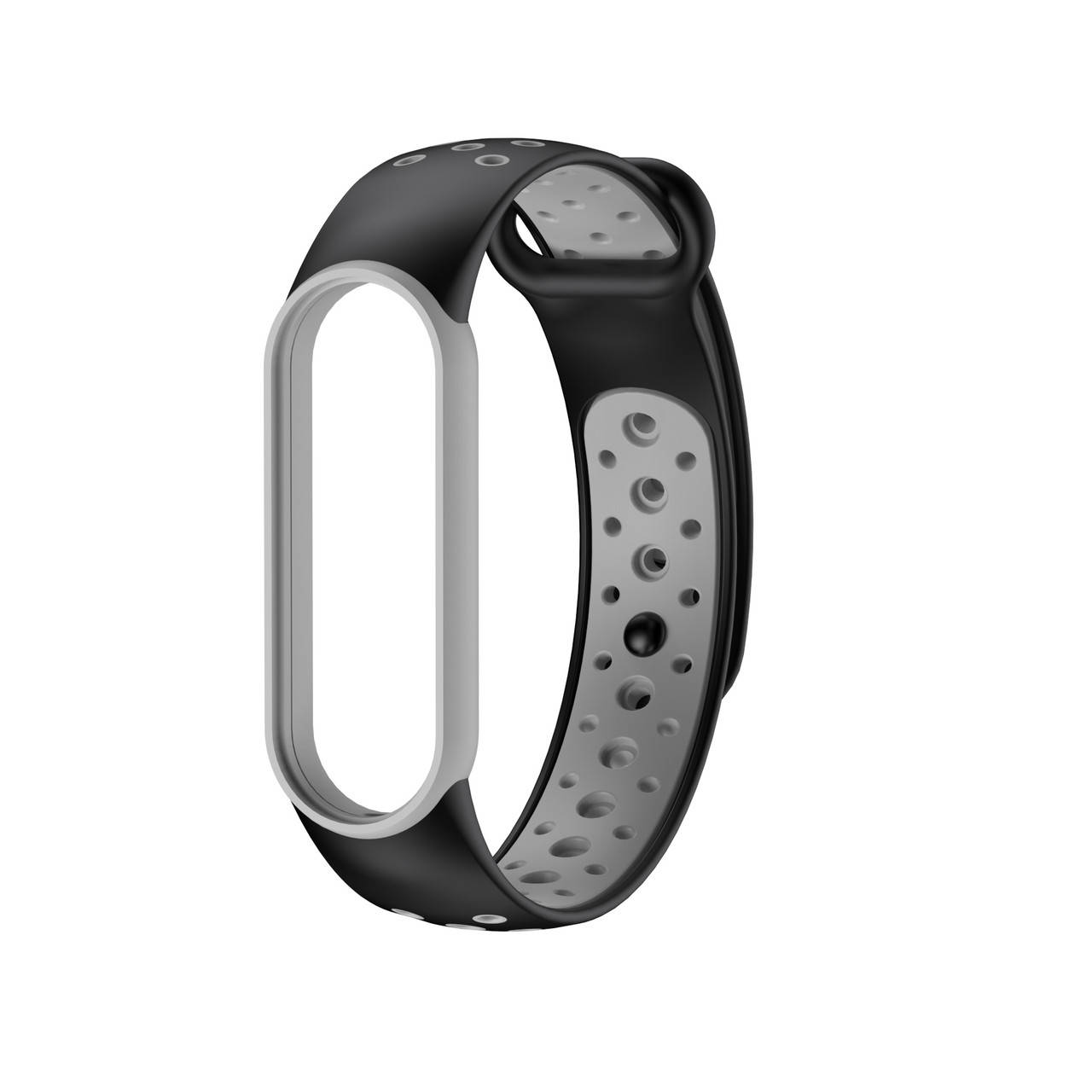 

Mi band 5 ремешок ми бенд 6 перфорированный черно-серый