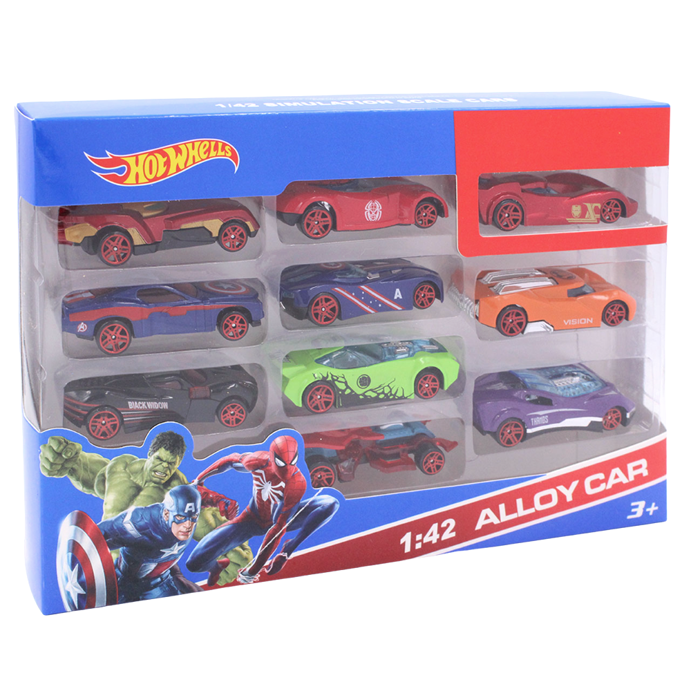 

Набор машинки Hot Wheels Мстители металлопластик Хотвилс 10 в 1, Разные цвета