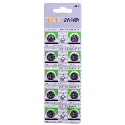 

Батарейка T&E AG10 LR1130 1,55V, Alkaline, Blister
