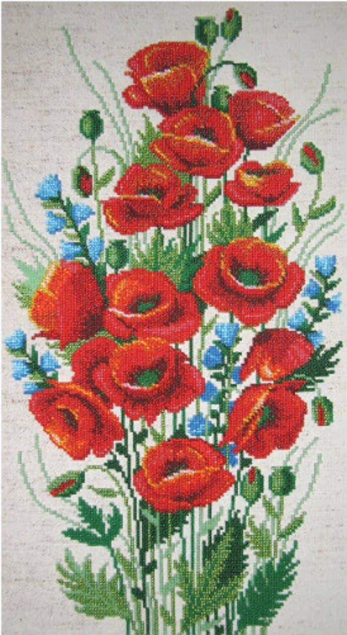 

Схема для частичной вышивки бисером Полевые маки, схемы для вышивки бисером маки (для вышивания бисером)