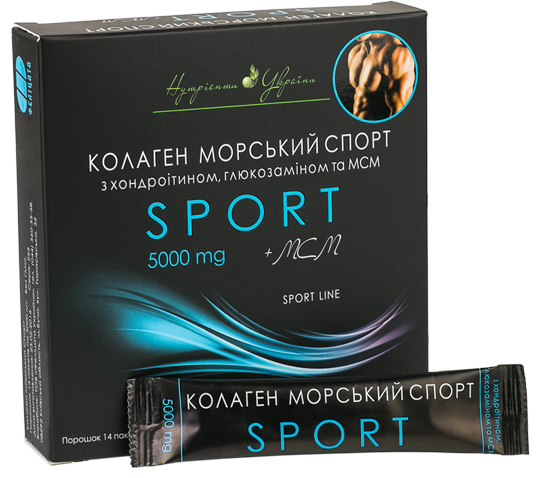 

Коллаген морской SPORT c глюкозамином и хондроитином и МСМ 14 стиков