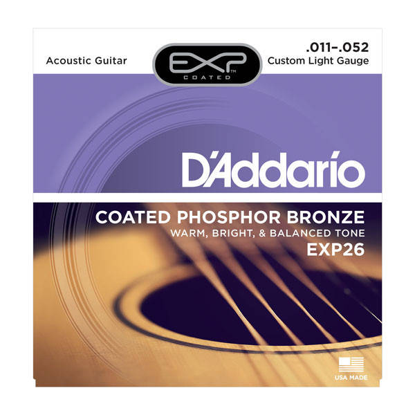 

Струны для акустической гитары D`ADDARIO EXP26 EXP PHOSPHOR BRONZE CUSTOM LIGHT 11-52