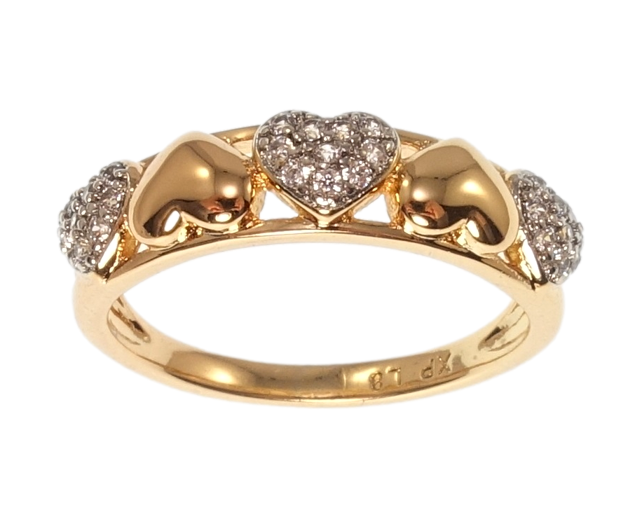 

Кольцо Xuping Позолота 18K + Родий "Сердечки" р.17,18,18.5