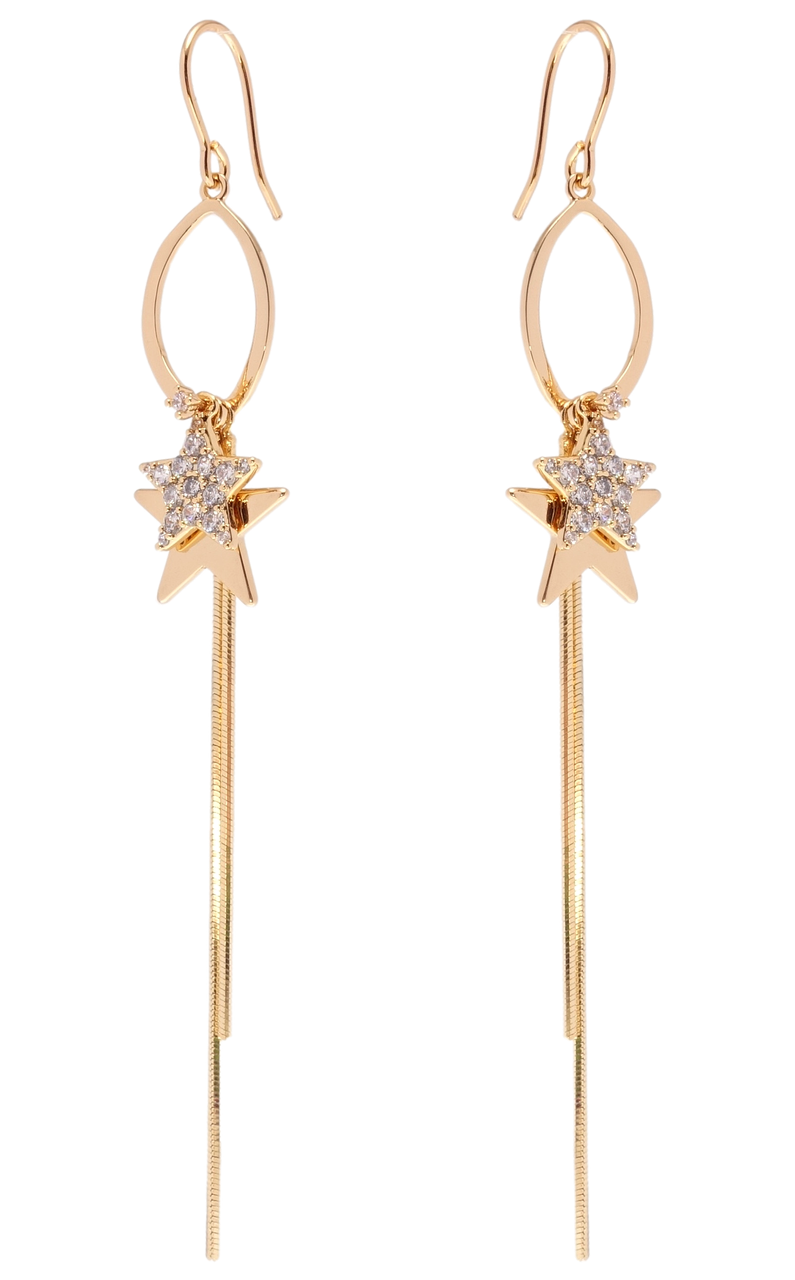 

Серьги Xuping QQMM Позолота 18K подвески французский замок "Колечки с звездами"