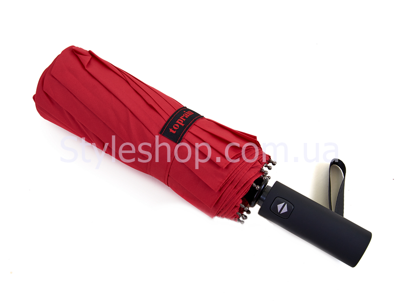 

Надежный однотонный красный зонт на 16 спиц