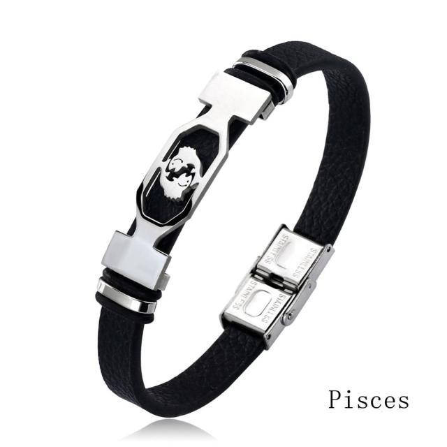 

Браслет кожаный «Знак зодиака» Рыбы, Pisces (20 февраля - 20 марта)