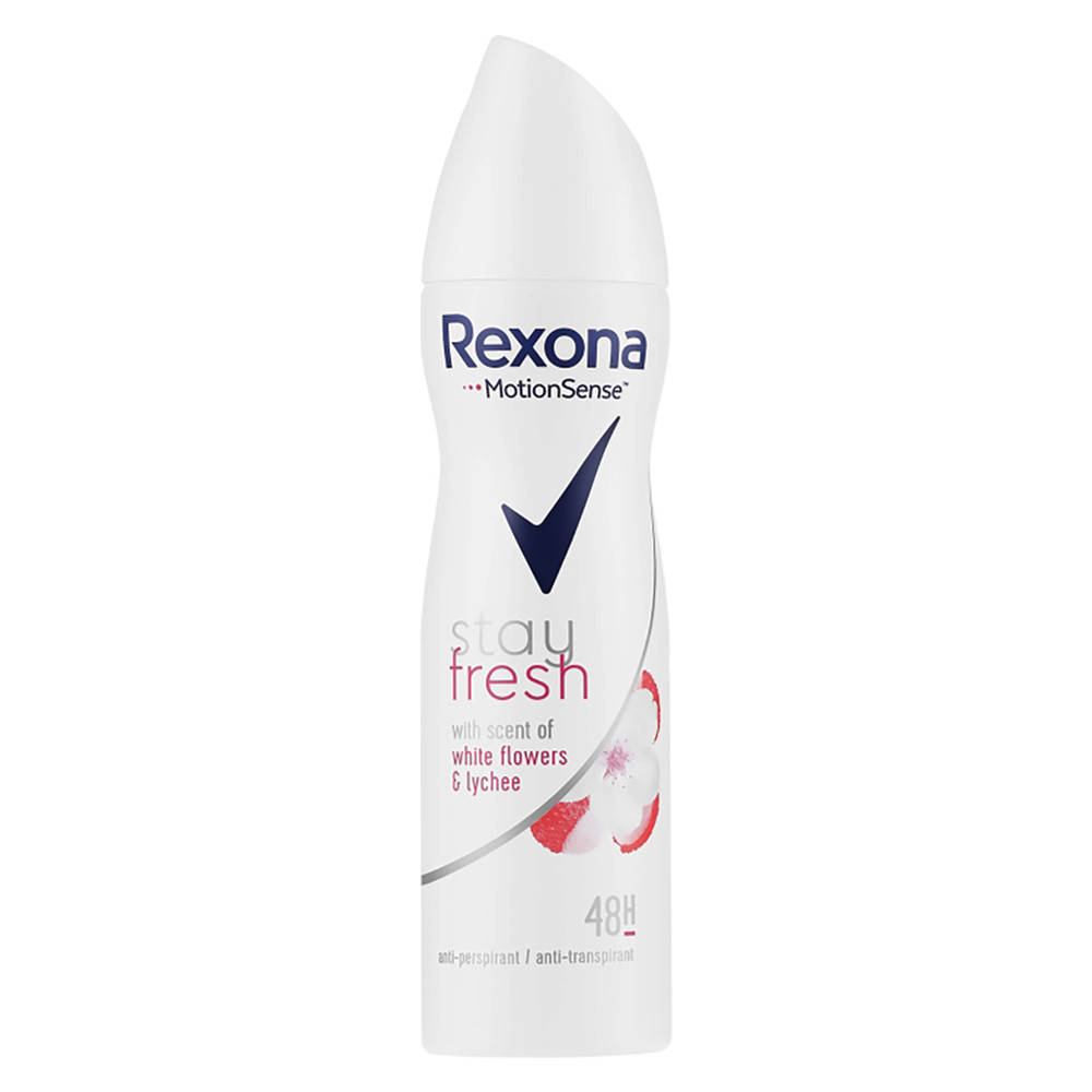 

Антиперспирант-аэрозоль женский Rexona MotionSense Stay Fresh White Flowers & Lychee 150 мл (8717163680568)