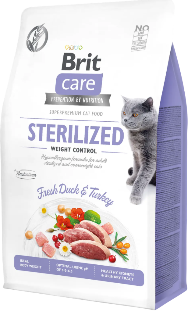 

Brit Care Cat GF Sterilized корм для стерилизованных кошек с лишним весом 2кг