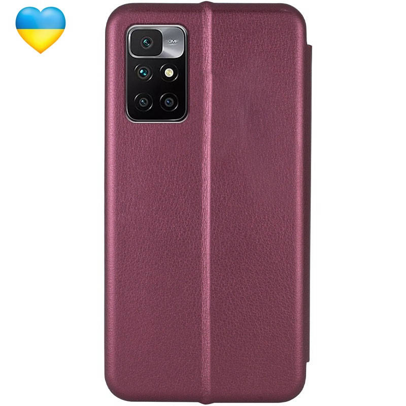 

Кожаный чехол (книжка) для Xiaomi Redmi 10 / Чехол на редми 10, Бордовый