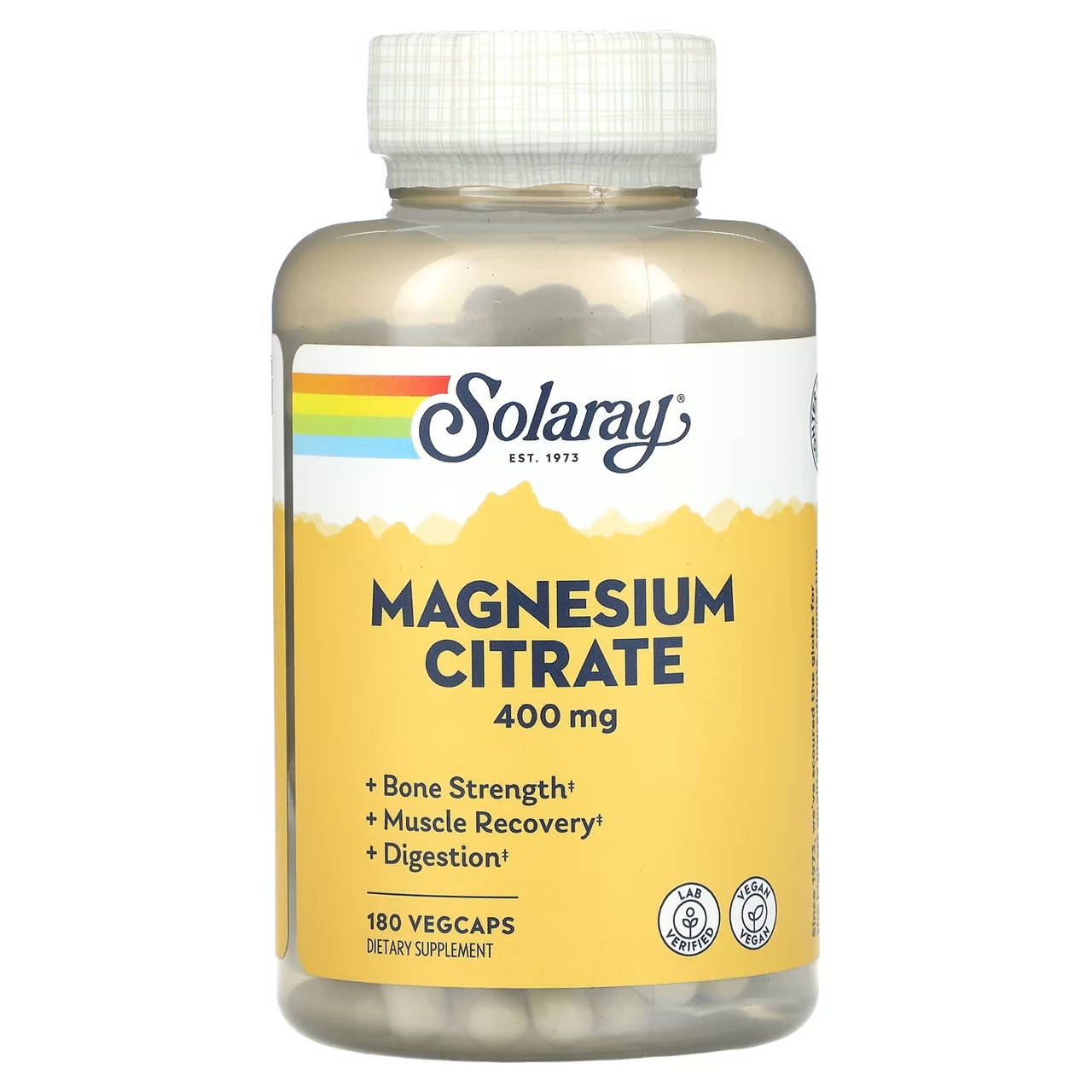 

Магний цитрат, Magnesium Citrate, Solaray, 400 мг, 180 вегетарианских капсул (SOR-37402)