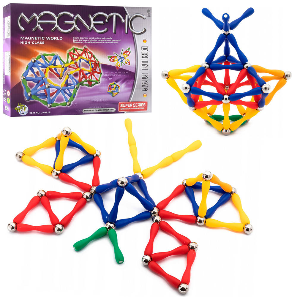 

МАГНИТНЫЙ КОНСТРУКТОР арт JH6816B 96дет, в кор-ке, 31-22-4см