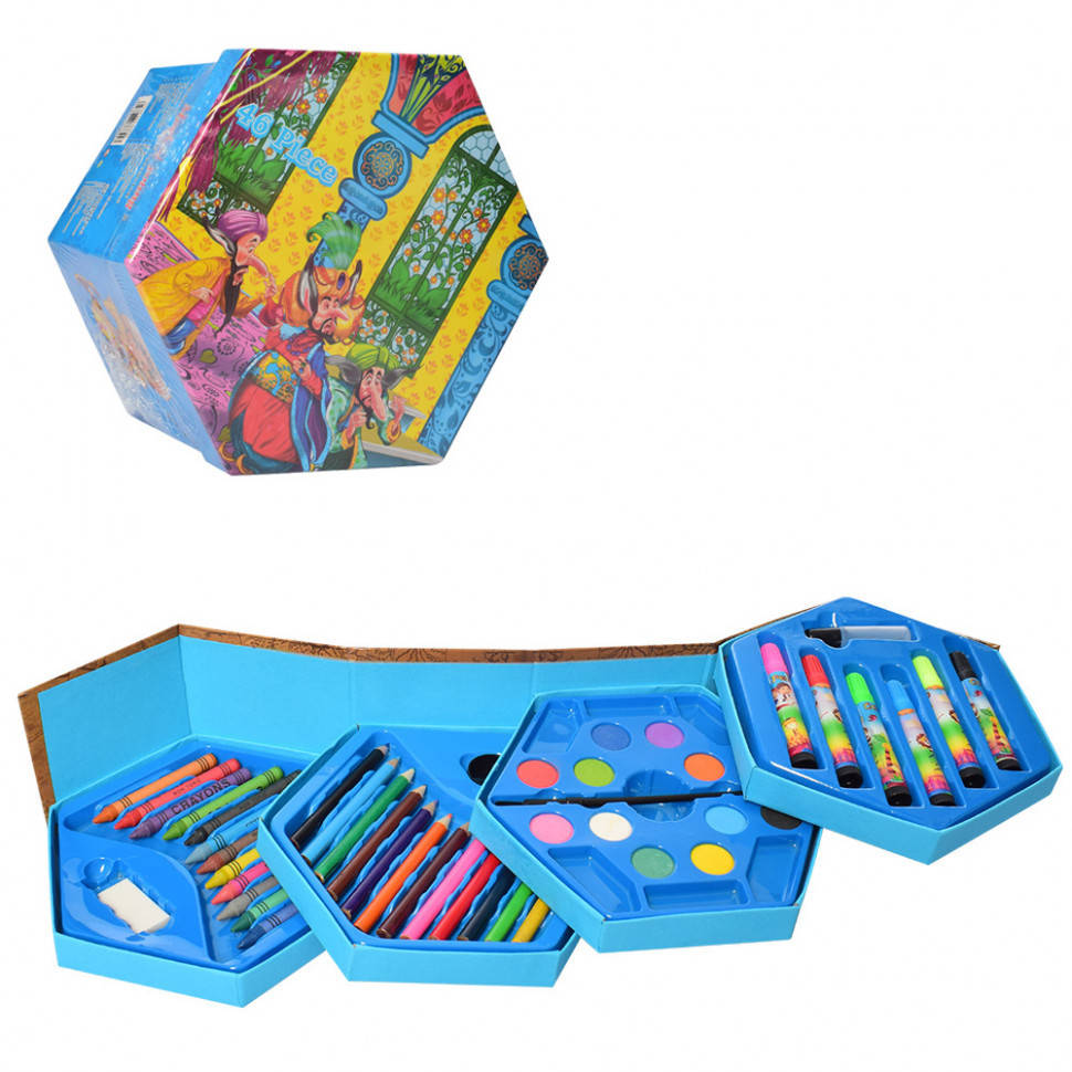 

Детский набор для рисования карандаши фломастеры краски "Восточная сказка" MK 3223, 4 яруса