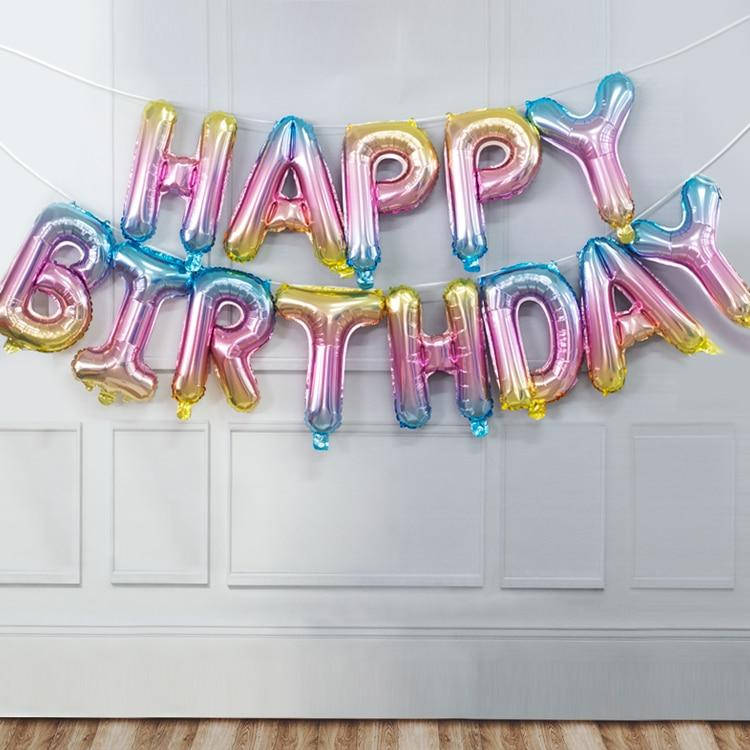 

Надпись "happy birthday" радуга 16" (40см)