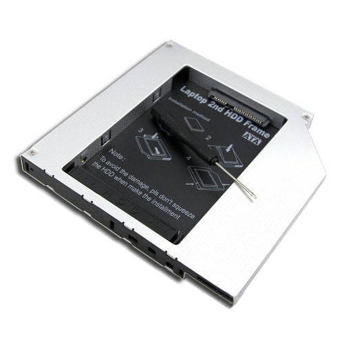 

Адаптер на второй жесткий диск, Optibay, 2.5 SATA-SATA, 9.5мм, металл