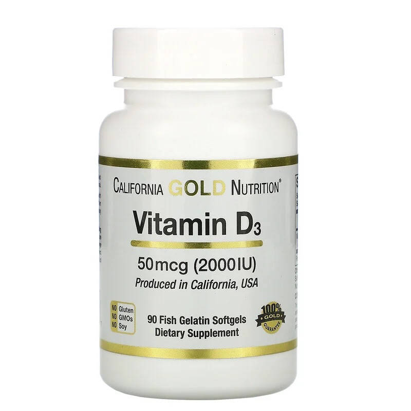 

Витамин D3 California Gold Nutrition, 2000 МЕ, 90 капсул