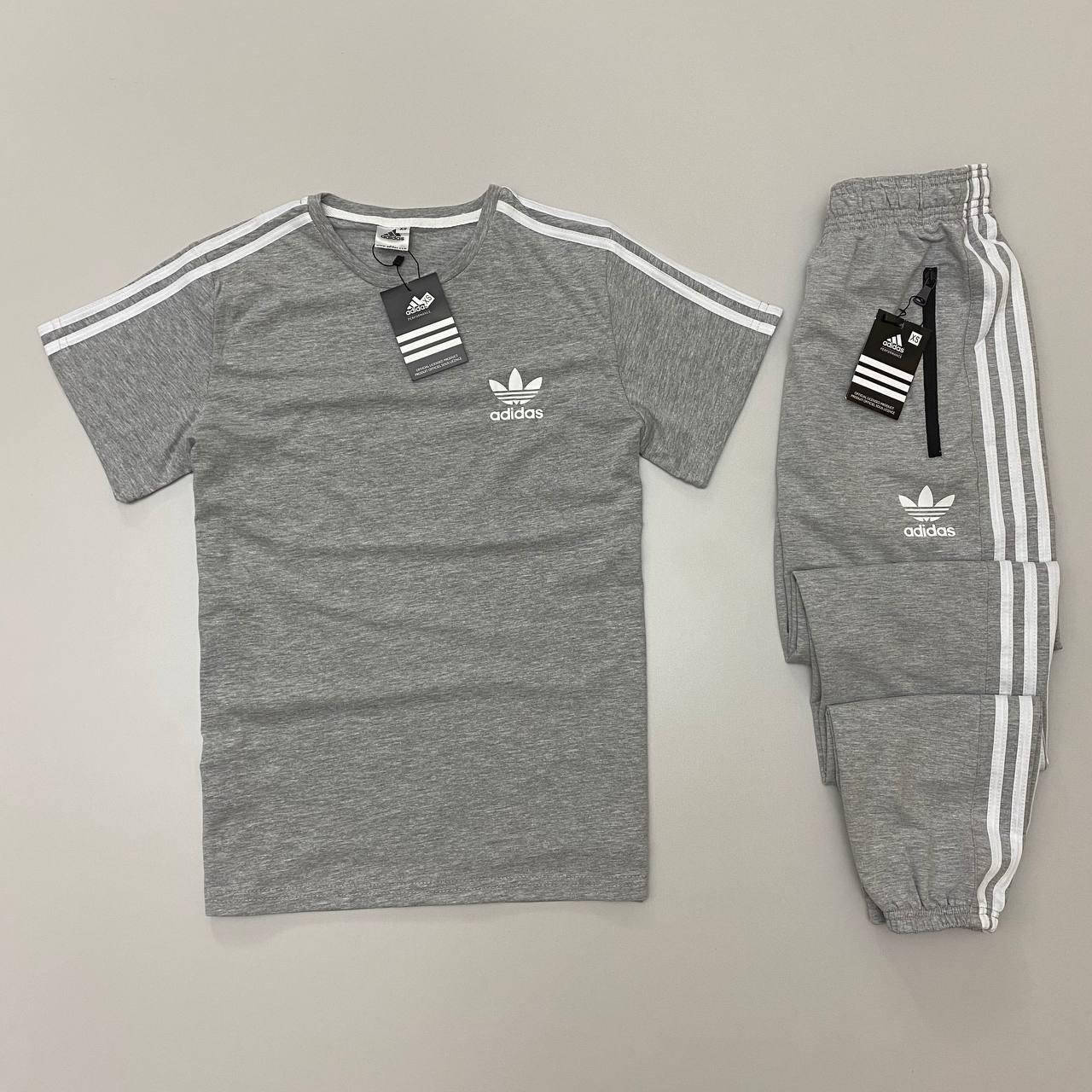 

Мужской спортивный костюм (футболка и штаны) Adidas Spot Серый