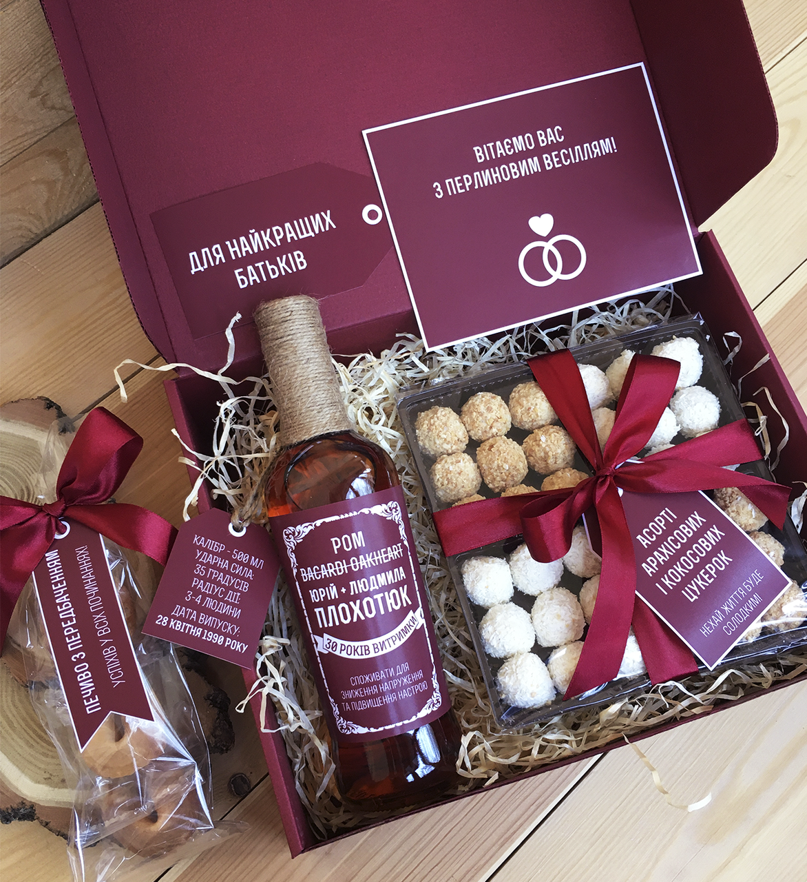 

Именной подарок на годовщину свадьбы: золотую, деревянную .❤. любую [Текст меняется, укр/ рус] с ФОТО