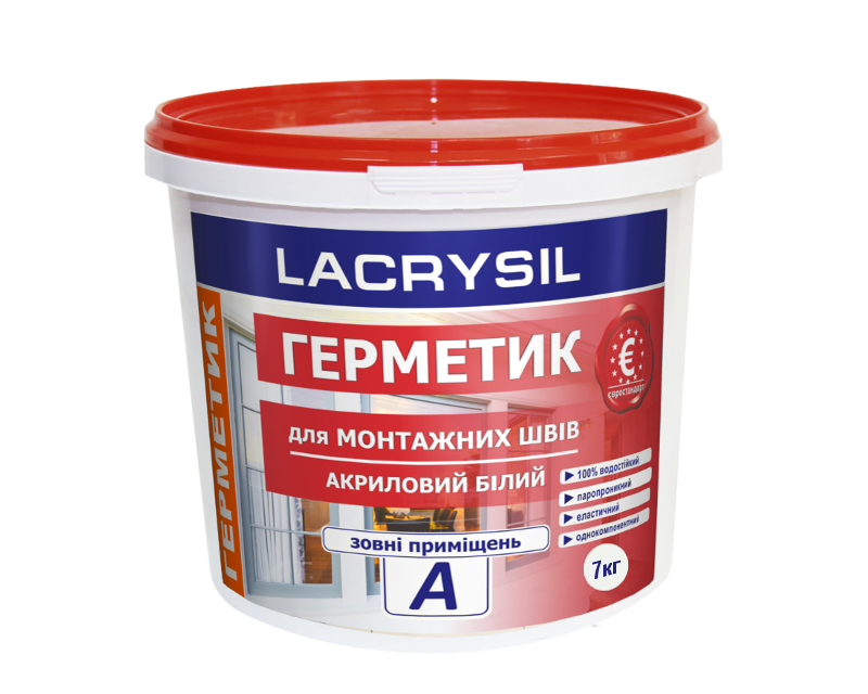 

Герметик акриловый LACRYSIL А для наружных монтажных швов белый 7кг