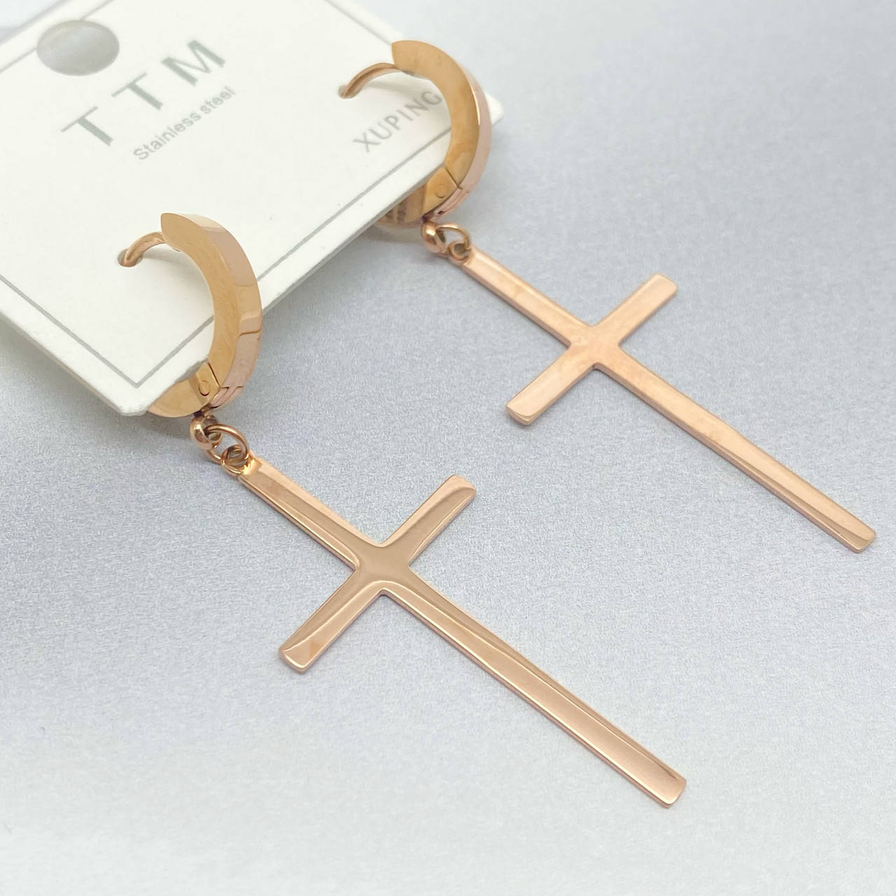 

Серьги длинные крестики xp