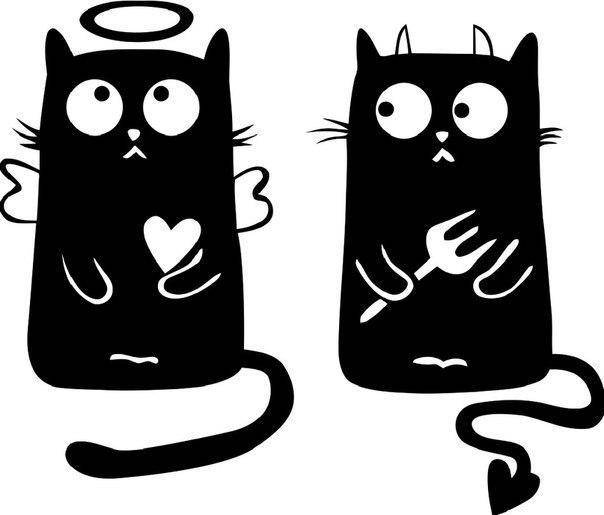 

Виниловая интерьерная " Злой и добрый кот" 26х30 см, Белый